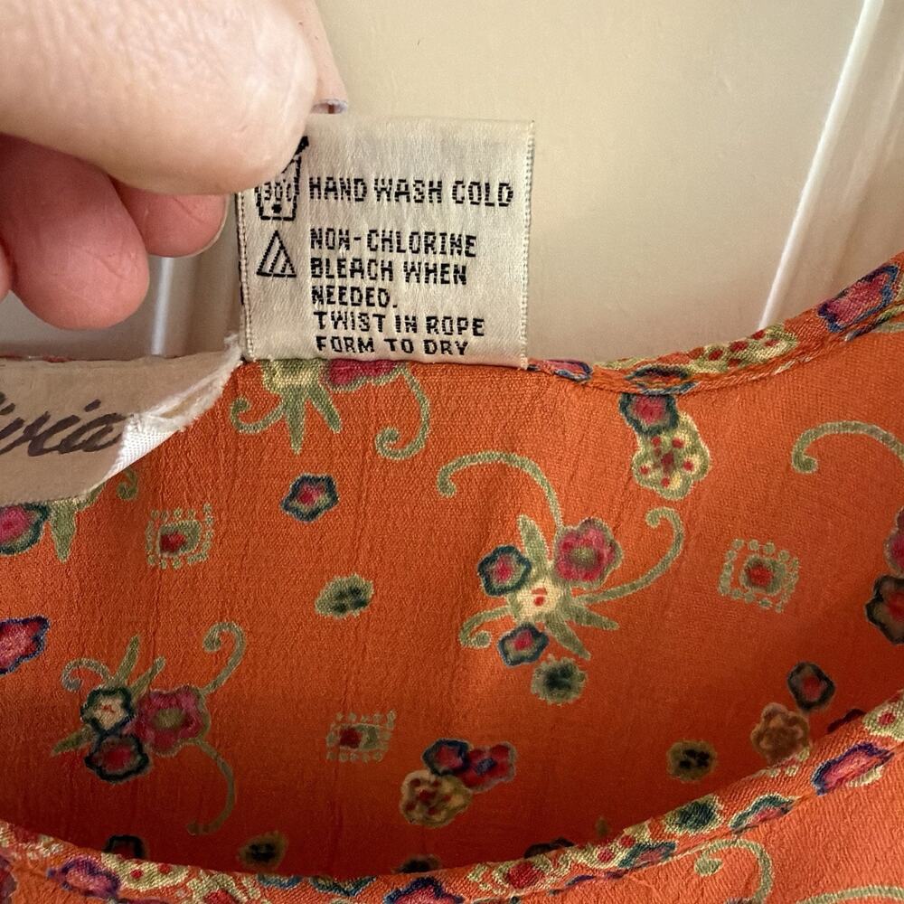Vintage Olivia floral orange tropical maxi dress Miu Miu style women’s size 1x - Picture 3 of 11